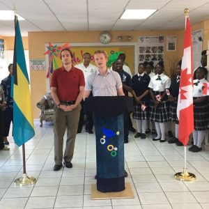 Myself and Luke speaking at C.V. Bethel High School during the announcement of their partnership with the Canadian Team